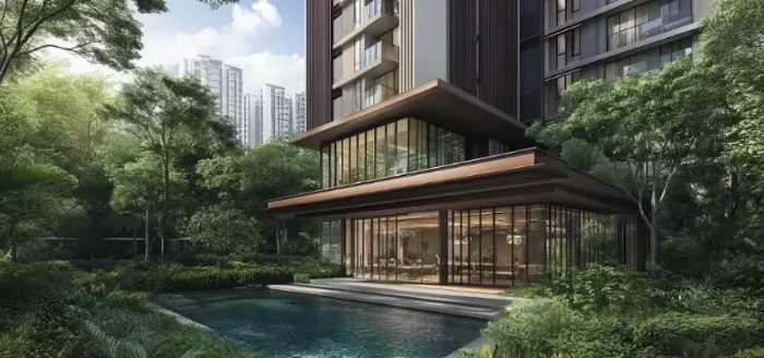 Condominium block with greenery
